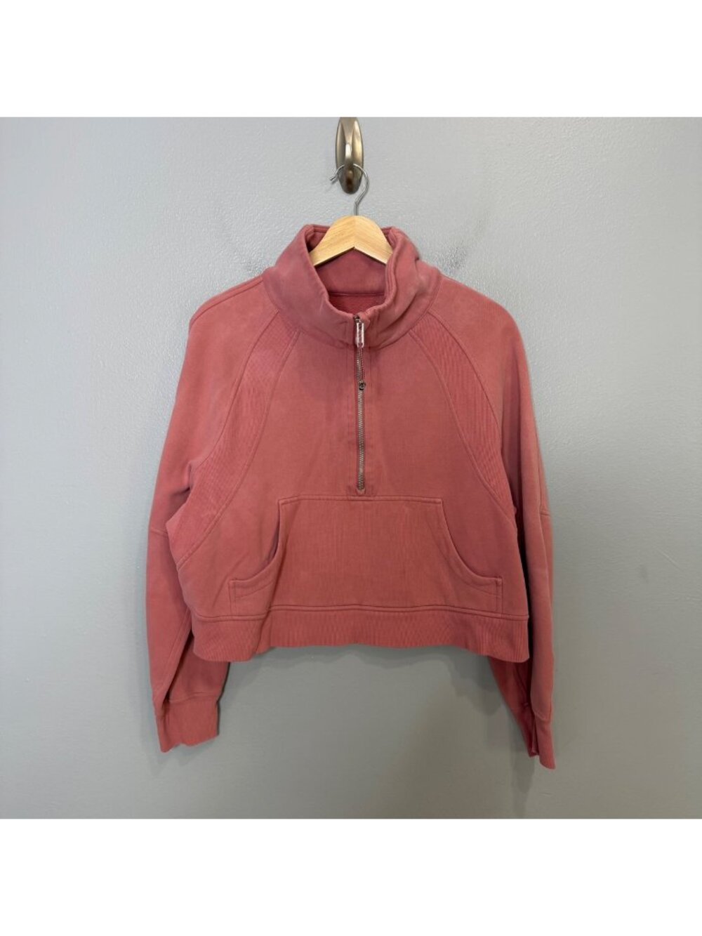 LULULEMON Scuba Oversized Funnel Neck Shirt in Pink Savannah size M/L